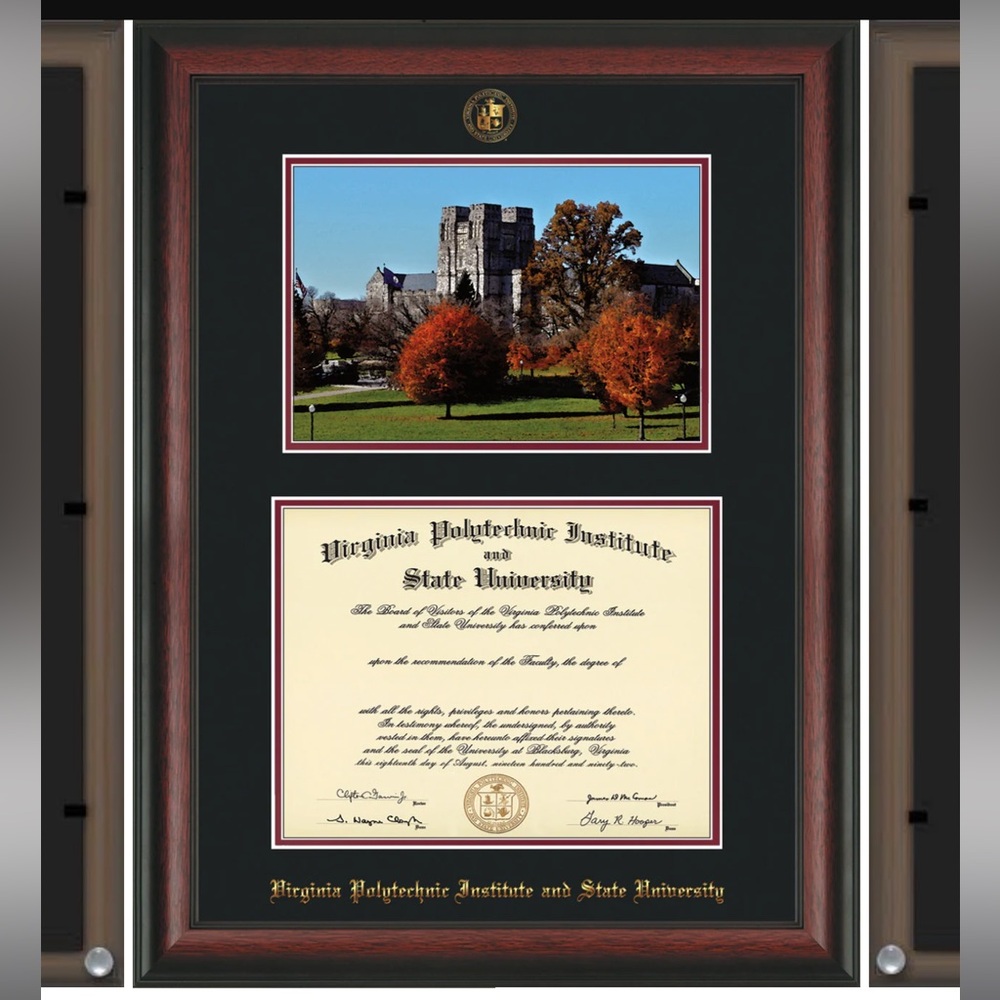 Virginia Tech Diploma Frame with Campus Photo - NWT